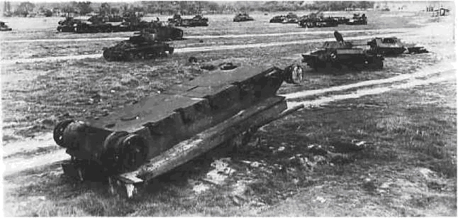 Фото 56: Огневая позиция Салхау в 1945 году с многочисленными подбитыми танками.